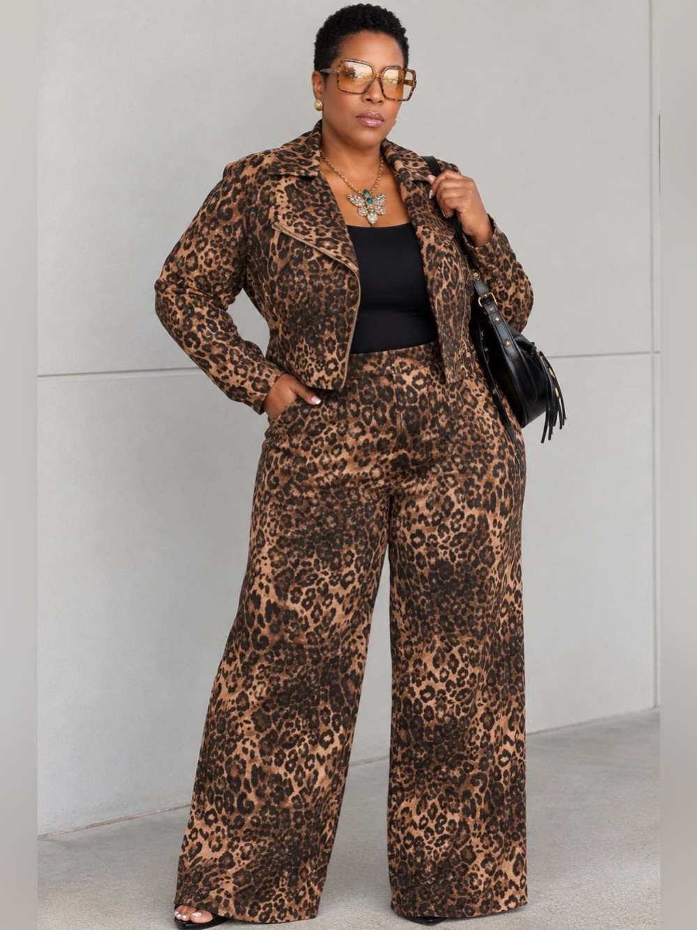 PLUS Leopard print 2pc Suit